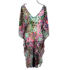 Gold Beetle Ibiza Beachwear Cover Up Swimwear OS Beach Animal Print Floral Boho